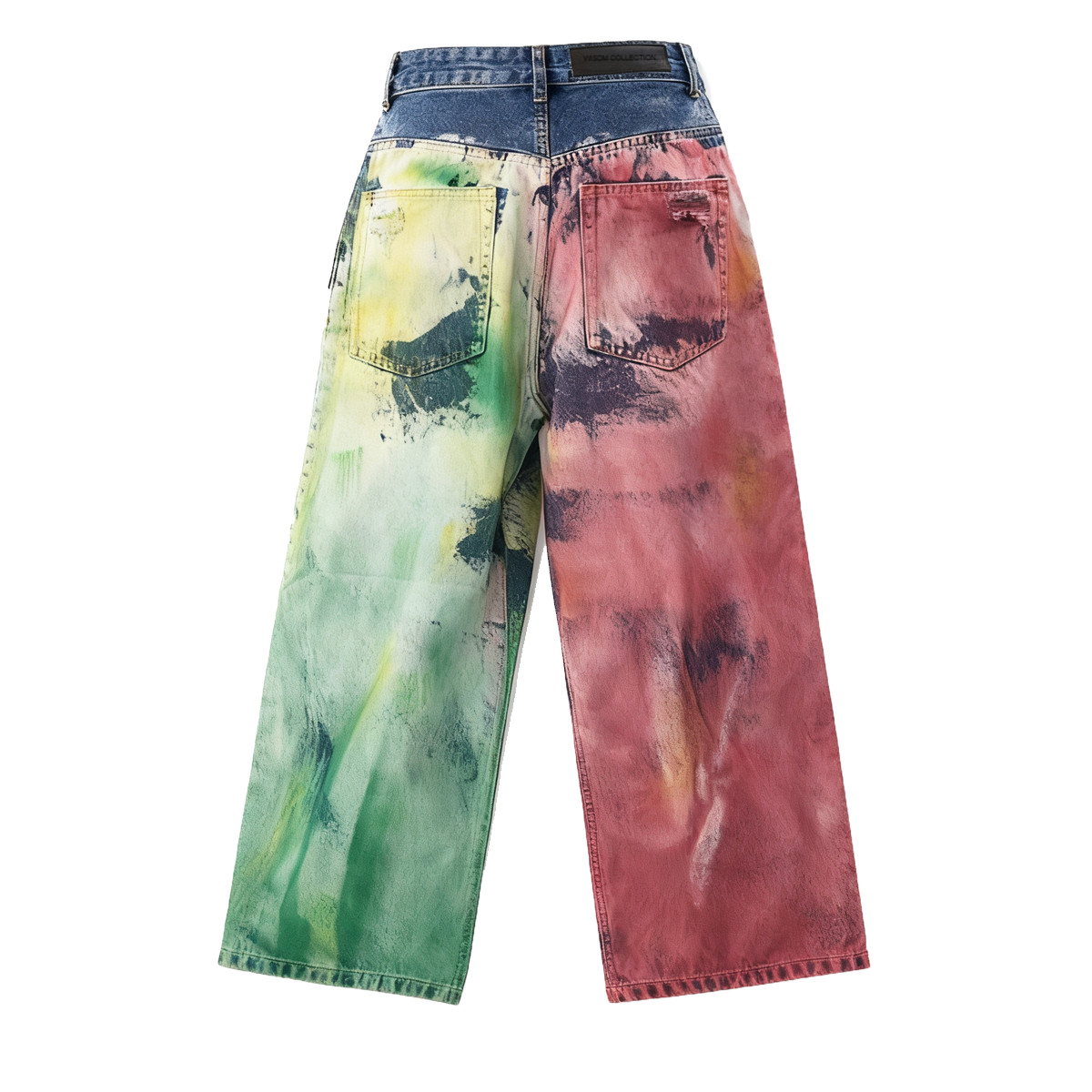 Unisex Color Splatter Wide-leg Straight Jeans