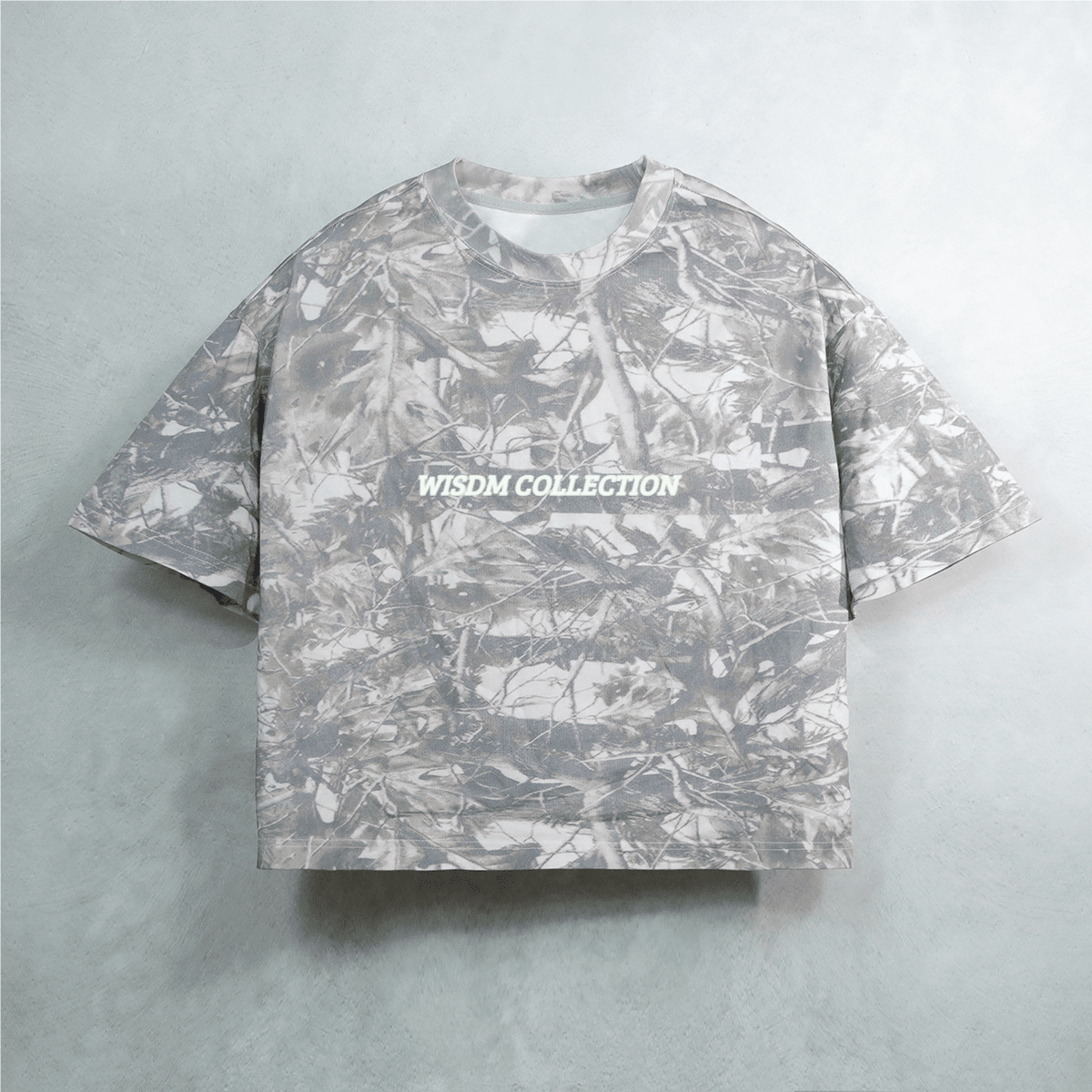 Unisex Heavyweight Cropped Camouflage Tree Print T-Shirt (270GSM)