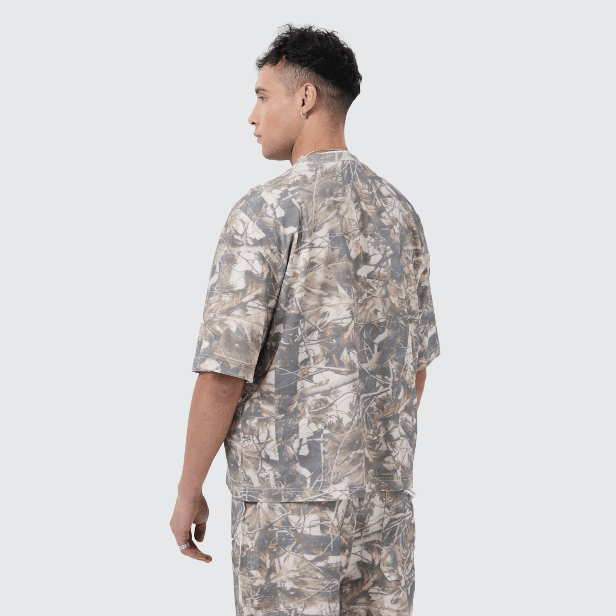 Unisex Heavyweight Cropped Camouflage Tree Print T-Shirt (270GSM)