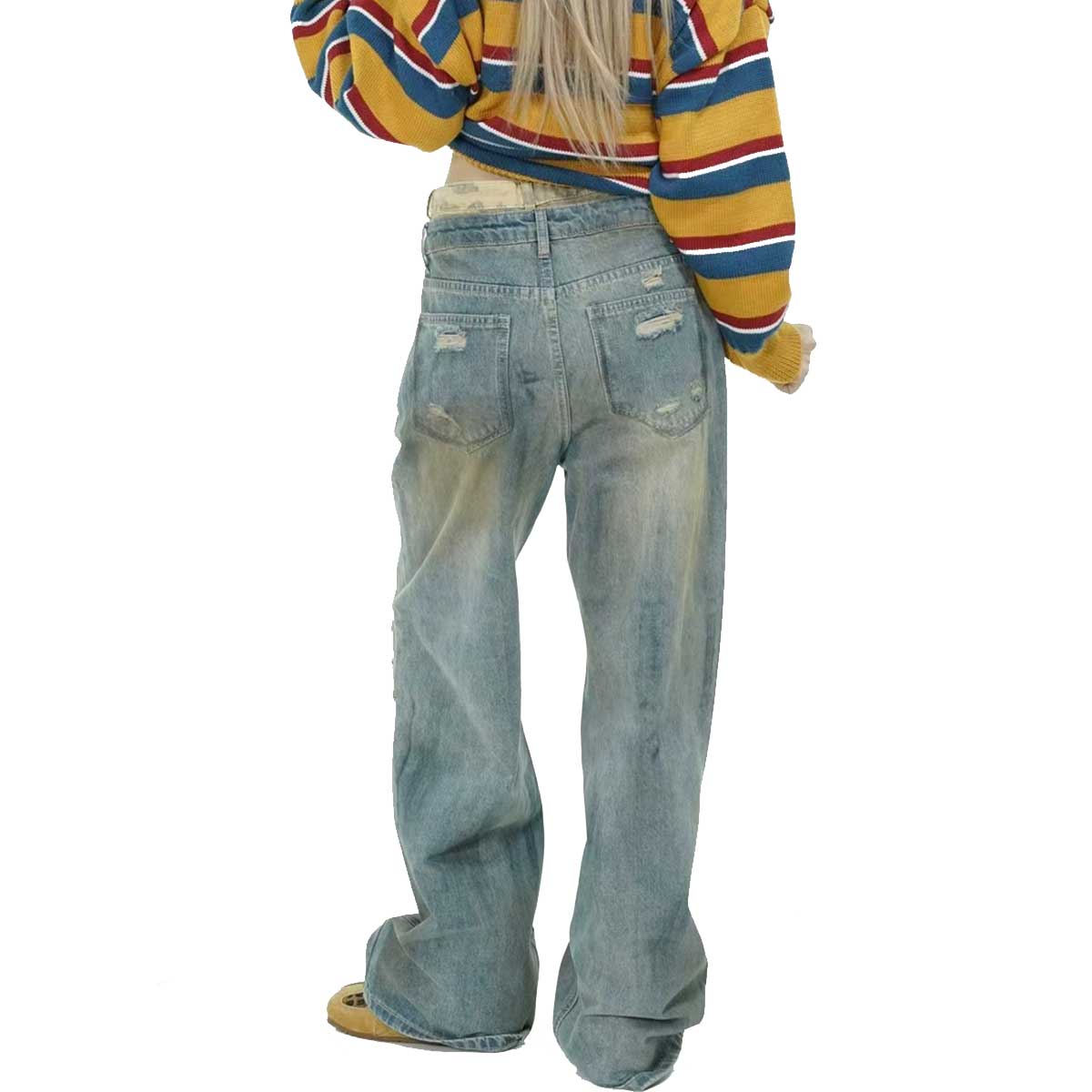 Vintage - inspired Street - style Women's Ripped Jeans