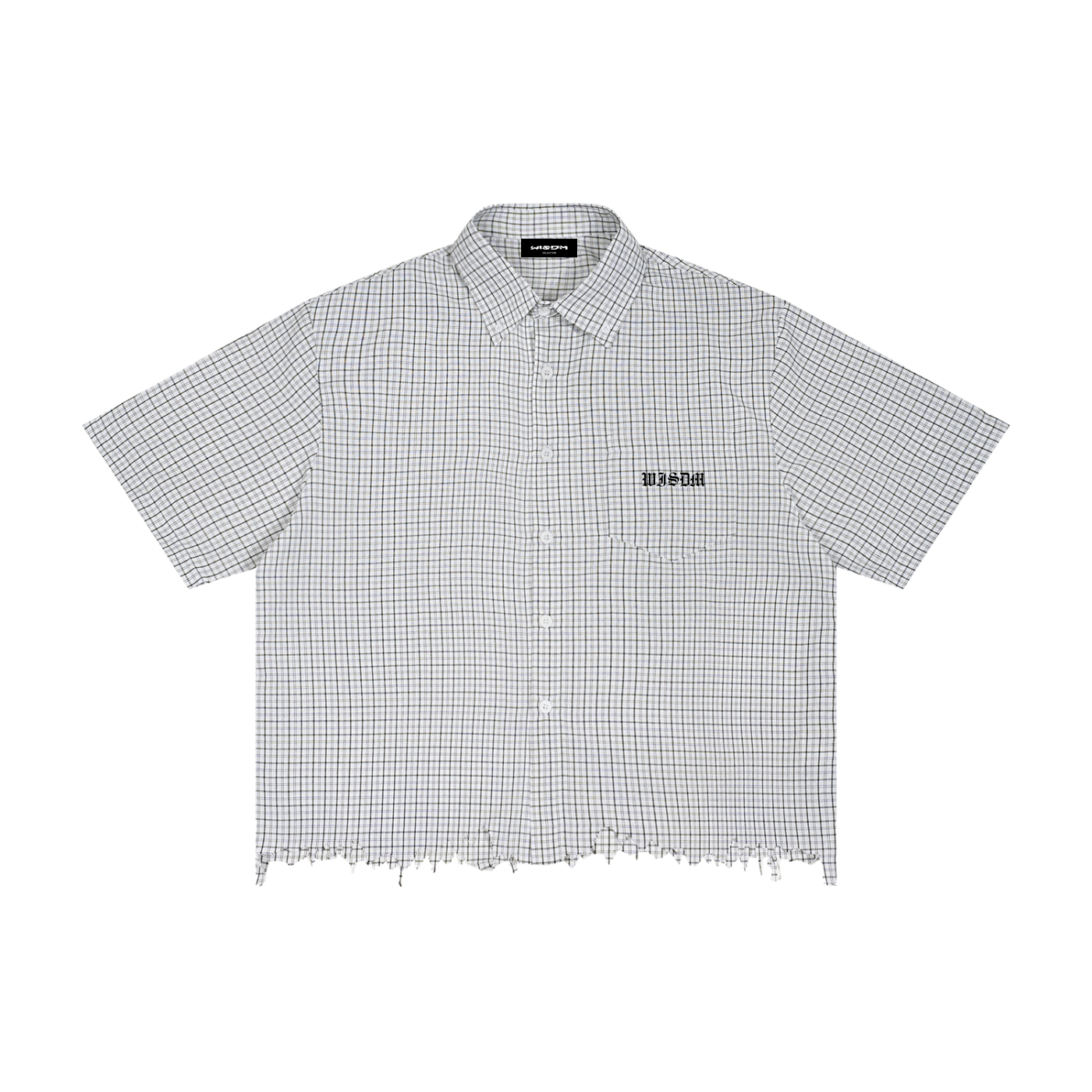Unisex Distressed Plaid Boxy Shirt